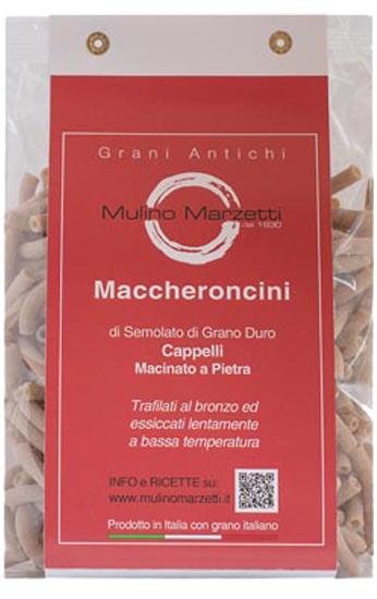 Confezione maccheroncini di grano duro Senatore Cappelli del Mulino Marzetti trafilati al bronzo